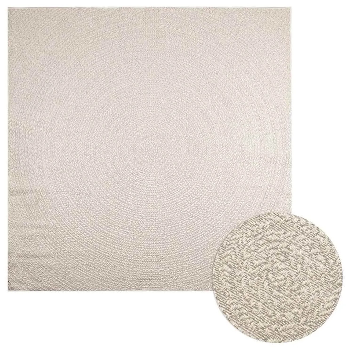 vidaXL Teppich ZIZUR Creme 240x240 cm Jute-Optik Indoor und Outdoor 4010382