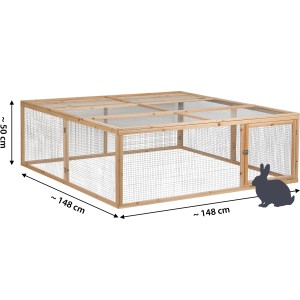 4-eckiges Freilaufgehege aus Holz aufklappbar 148 x 148 x 50 cm