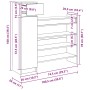 vidaXL Schuhschrank Eiche Handwerklich mit Schublade, Tür und 5 Regalen. Maße: 100,5x28x100 cm. Ideal für Flur.