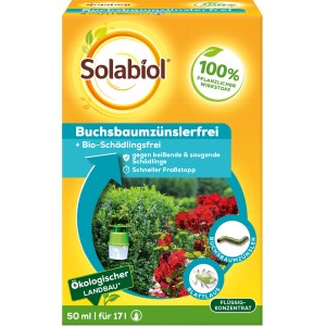 Solabiol Buchsbaumzünslerfrei 50ml: Spezial-Spritzmittel zur Bekämpfung von Buchsbaumzünslern. Flüssigkonzentrat.