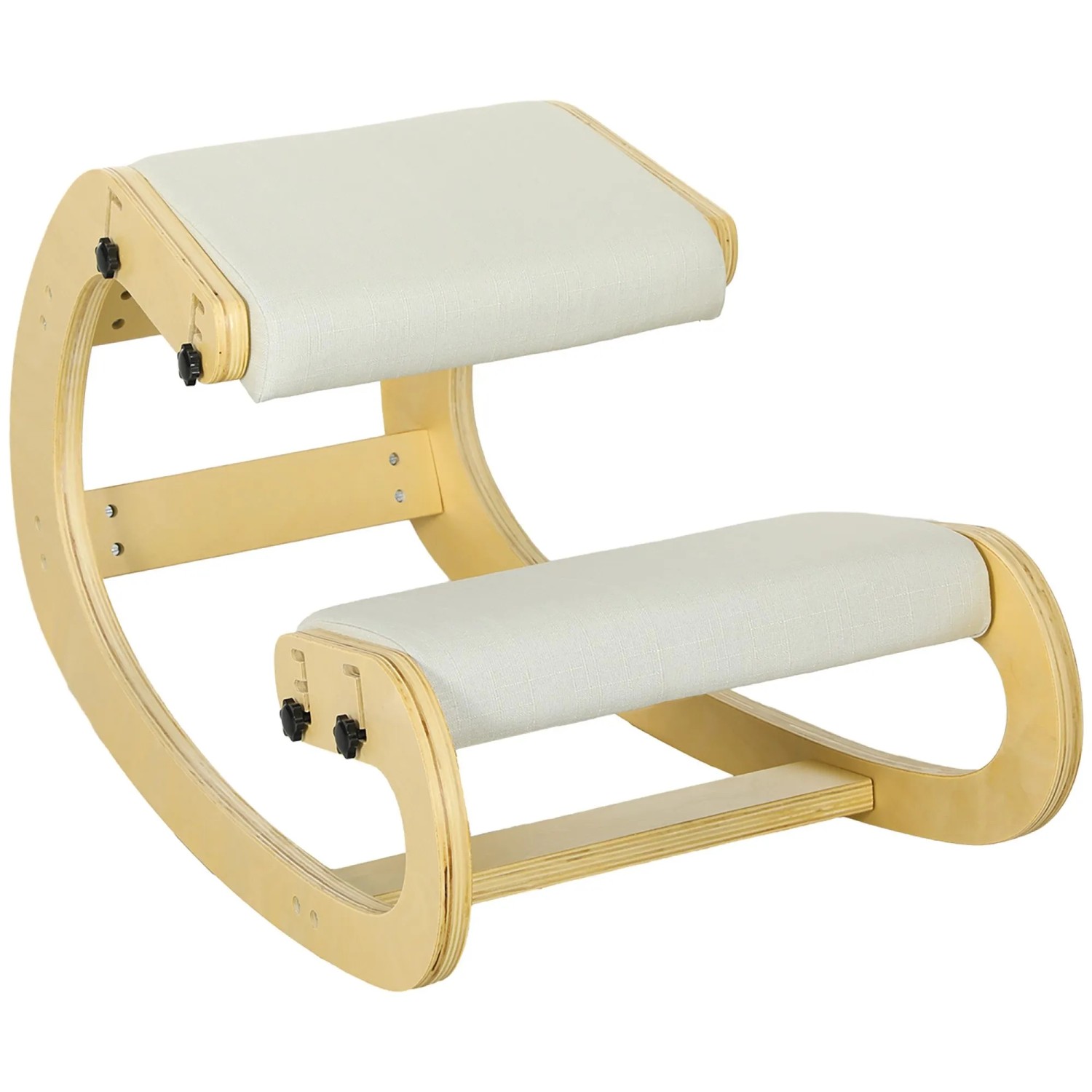HOMCOM Kniestuhl Polyester Birkenholz 85L x 55B x 55H cm Cremeweiß