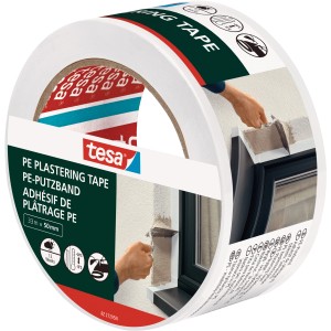 Tesa PE Putzband, 33 m x 50 mm, weiß. Abdeckband für Putzarbeiten im Innen- und Außenbereich.