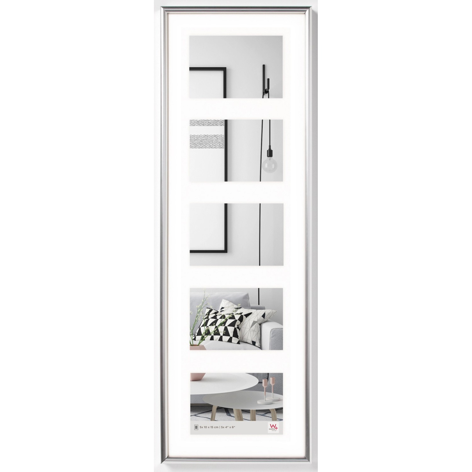 walther design Galeria Kunststoff Galeriebilderrahmen  5x 10x15 cm Silber günstig online kaufen