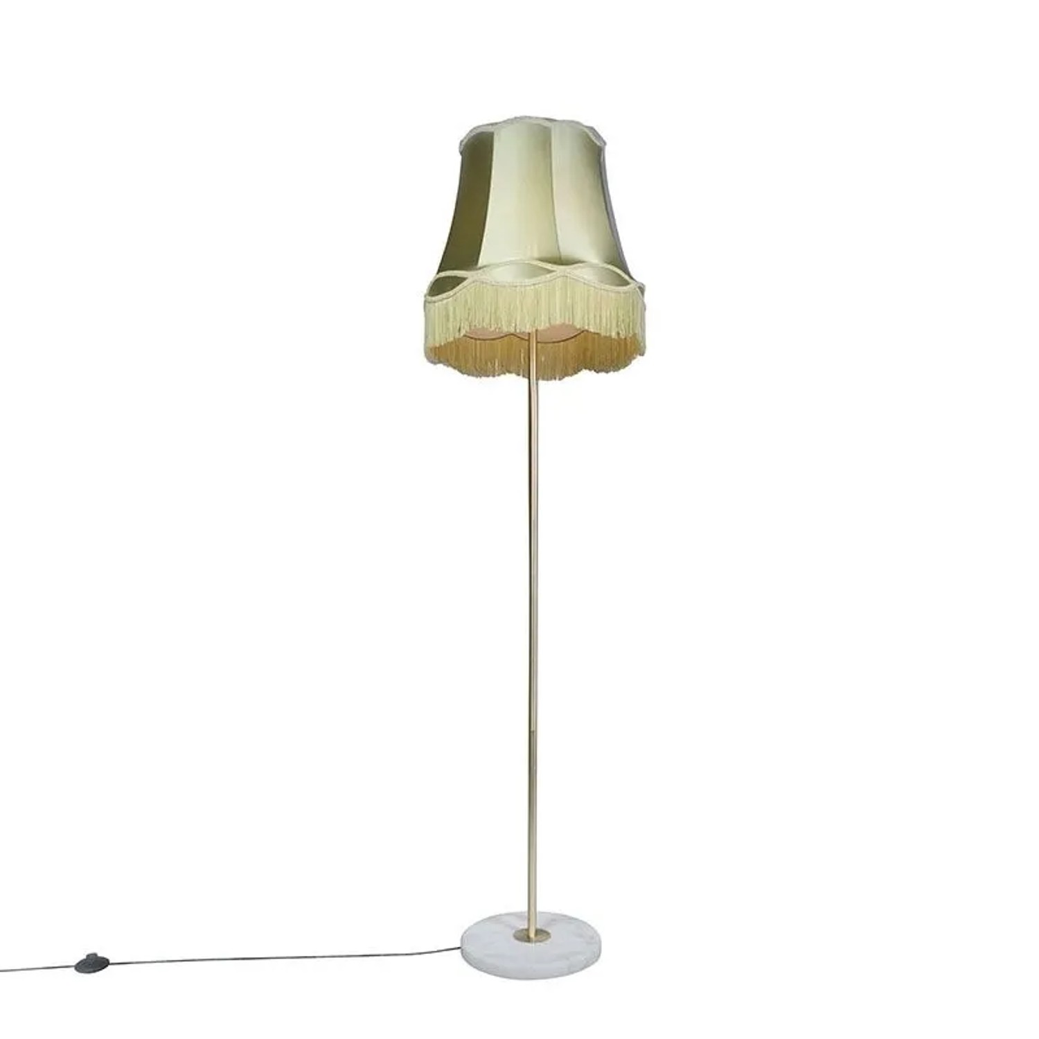 QAZQA Retro Stehleuchte Messing mit Granny Schirm Grün 45 cm Kaso