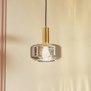 Lindby Hildur Pendelleuchte aus Alu und Glas, 1-flammig, E27 für Wohnzimmer.