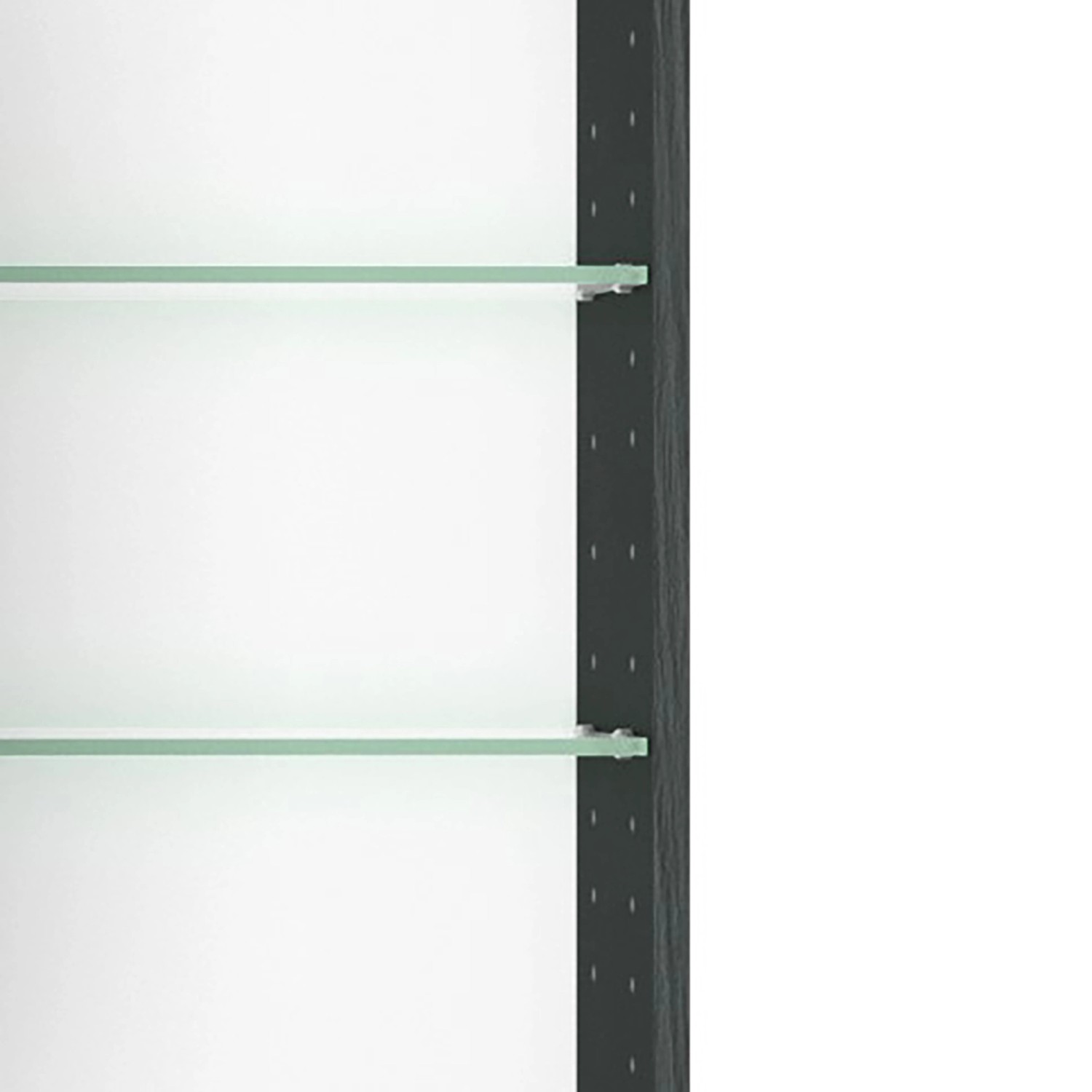 Detailaufnahme: Held Möbel 3D-Spiegelschrank Neapel 80 cm, Graphitgrau, mit Glasböden.