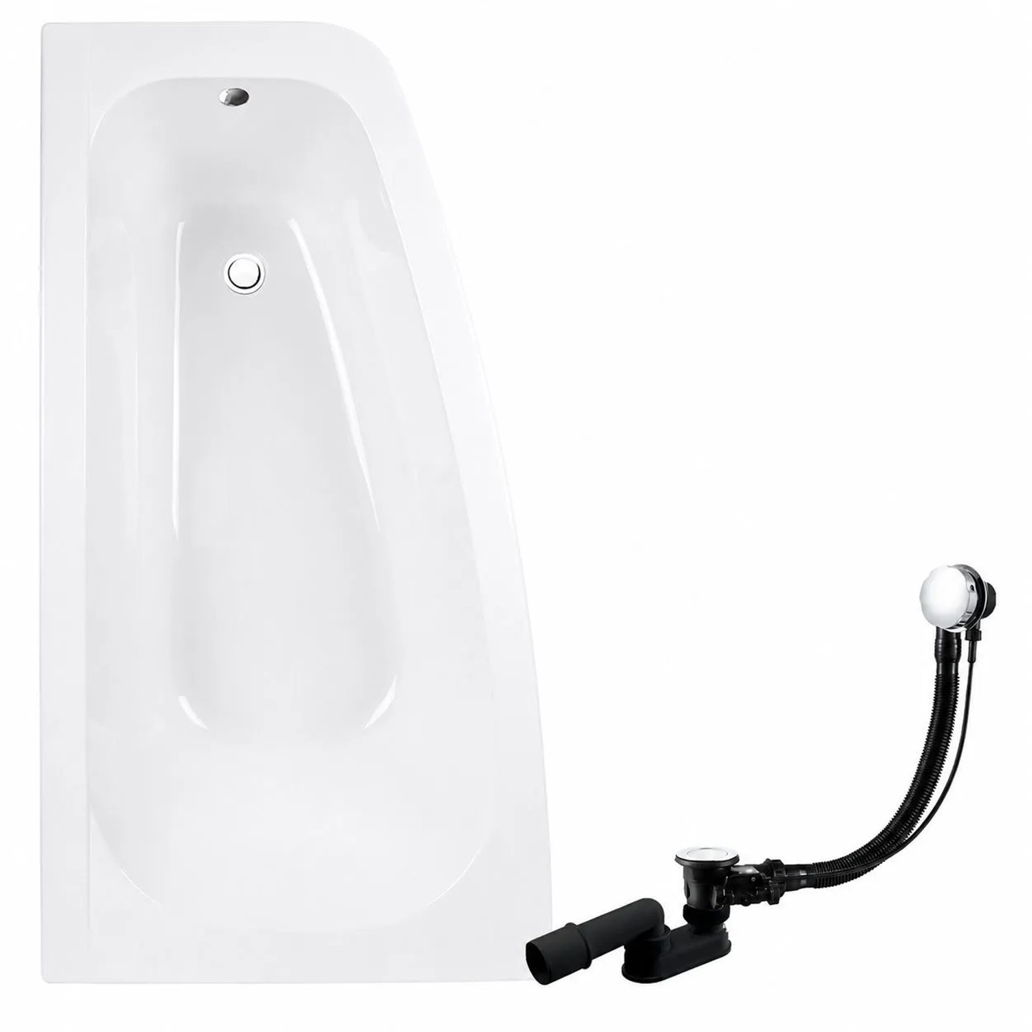 KOLMAN Eckbadewanne 150 x 80 cm Links mit Styroporverkleidung inkl. Ablauf und Füße