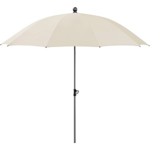Schneider Marktschirm, Ø 220 cm, Natur, mit Push-Up Mechanik. Sonnenschirm für Garten und Balkon.