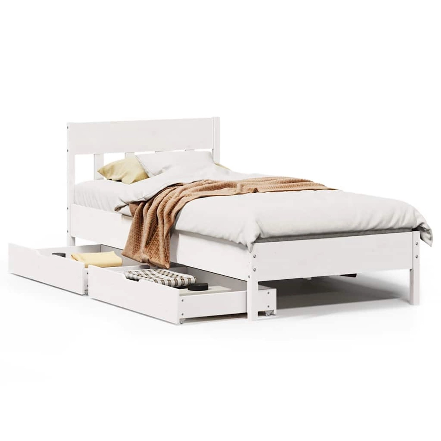 vidaXL Massivholzbett ohne Matratze Weiß 90x200 cm Kiefernholz 3301876 günstig online kaufen