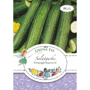 Saatgutpackung Grüne Fee Salatgurke Telegraph Improved, robuste, dunkelgrüne Salatgurken.