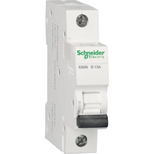 Schneider Electric Leitungsschutzschalter B 13A, 1-polig, Nahansicht.