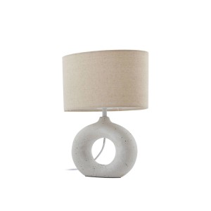 Lindby Beton Tischlampe Kody 10030910 Modern in Creme aus Beton Textil 1-flammig E27 Wohnzimmerleuchte