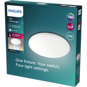 Verpackung der Philips LED-Deckenleuchte myLiving Wawel SceneSwitch, 1600 lm, Weiß.