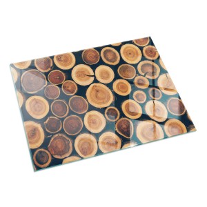 Tulup Glasplatte für Kamin Kiste mit Schnittholz Kaminofen Glas Bodenplatte Rechteck 120x80 cm Braun Glasplatte für Kamin Glas unter Kamin