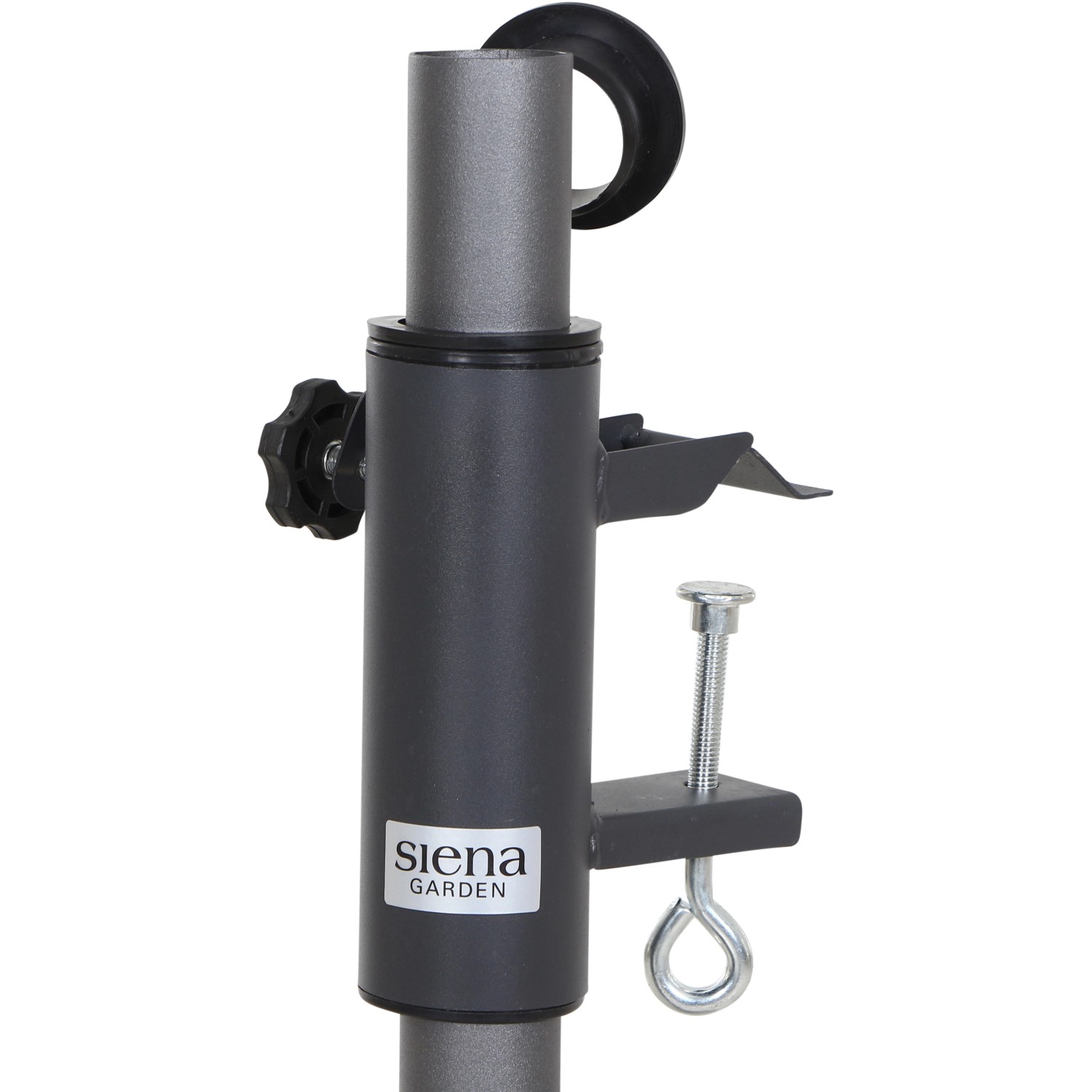 Siena Garden Balkonschirmklammer Avio, anthrazit, für Schirmstöcke Ø 32-48 mm zur Geländerbefestigung.