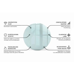 Tulup Tischplatte Glasplatte für Tisch 80x80 cm Glasplatte Tisch Transparent Glasplatte für Runden Tisch Glastischplatte Transparent