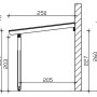 Technische Zeichnung der Skan Holz Terrassenüberdachung Rimini, Maße 434x250 cm.