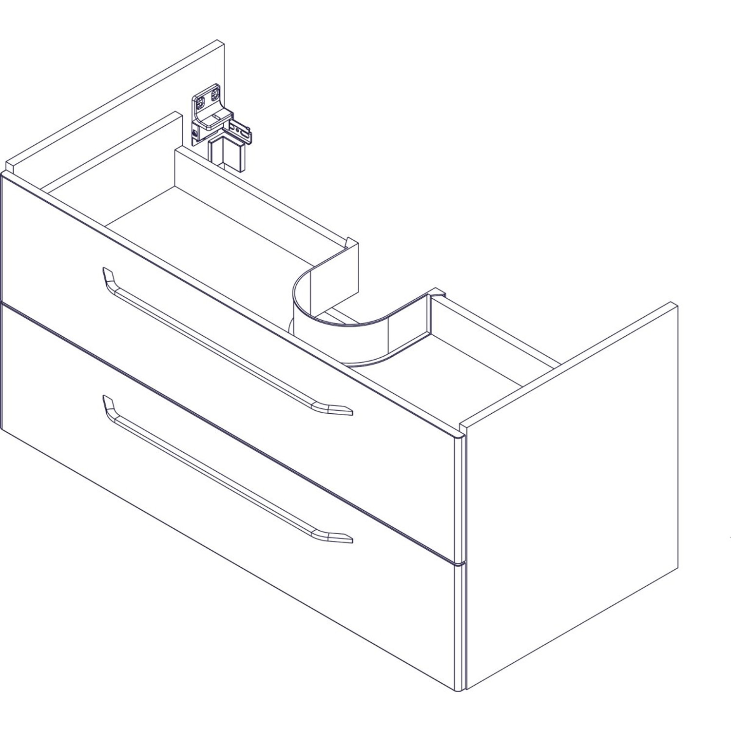 Fackelmann Waschbeckenunterschrank Milano Asteiche, 100 cm breit, mit zwei Schubladen.