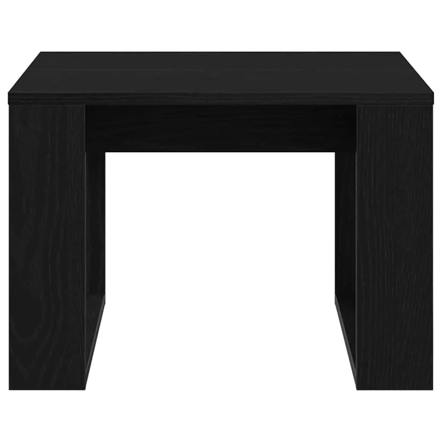 Quadratischer Couchtisch in Schwarz Eichen-Optik aus Holzwerkstoff, mit offenem Design.
