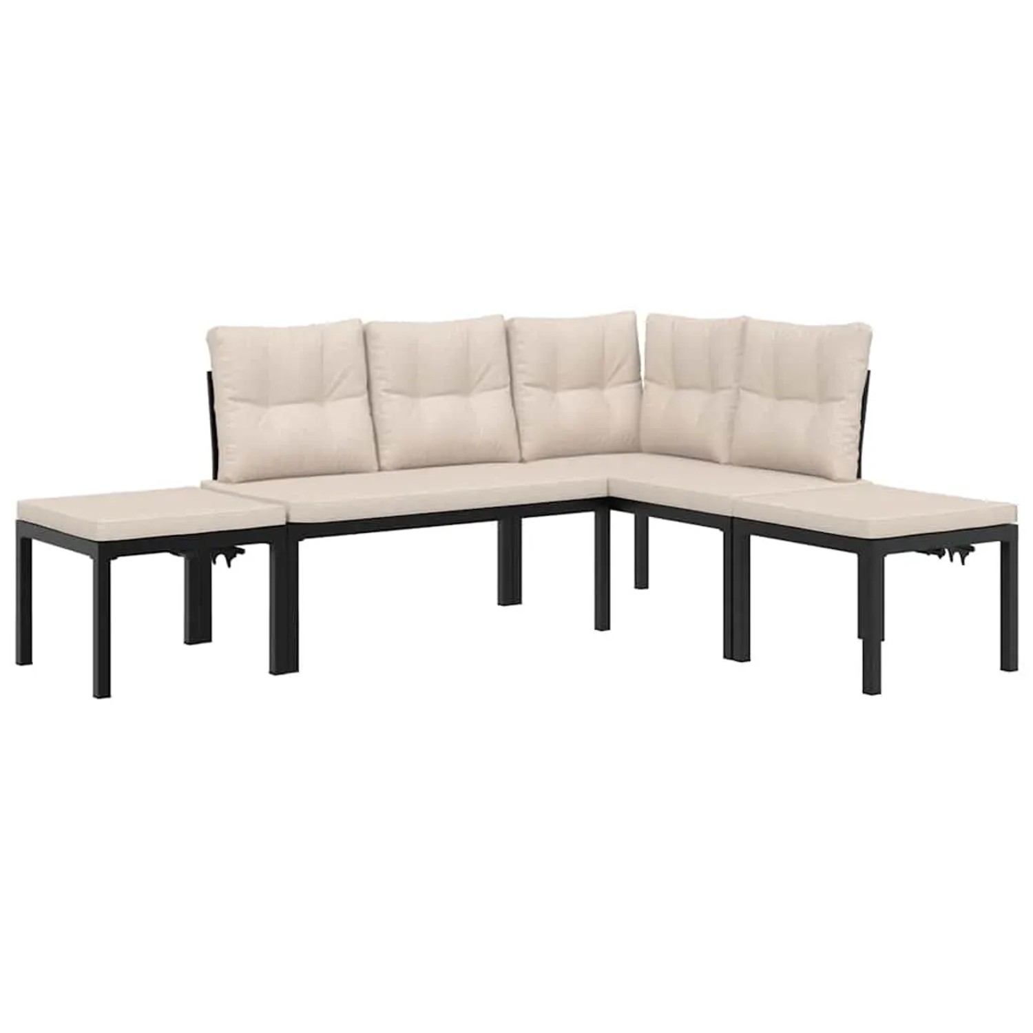 vidaXL 4-Tlg Garten-Sofagarnitur mit Kissen Schwarz Stahl 3283661 günstig online kaufen