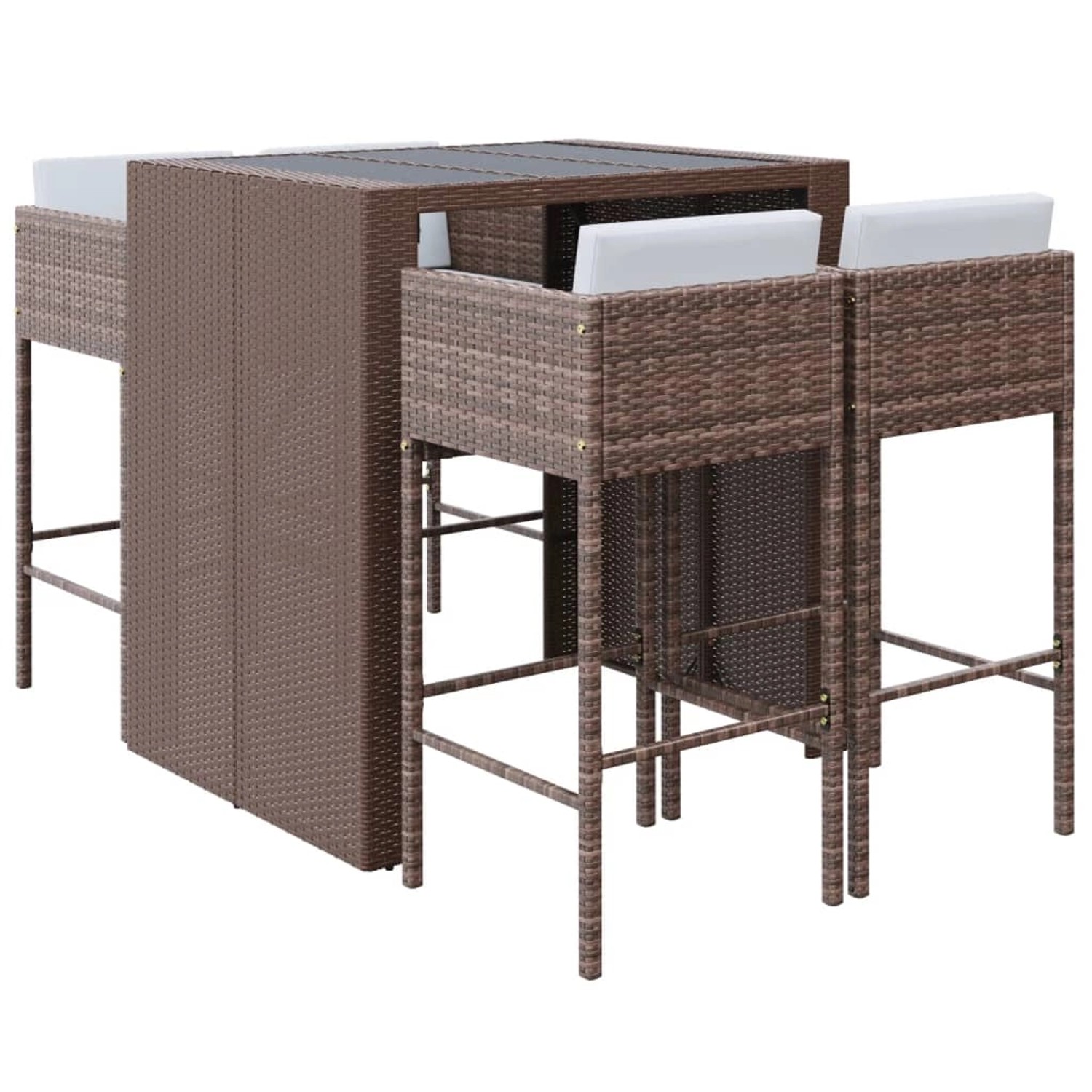 vidaXL 5-tlg Gartenbar-Set mit Kissen Braun Poly Rattan Modell 2