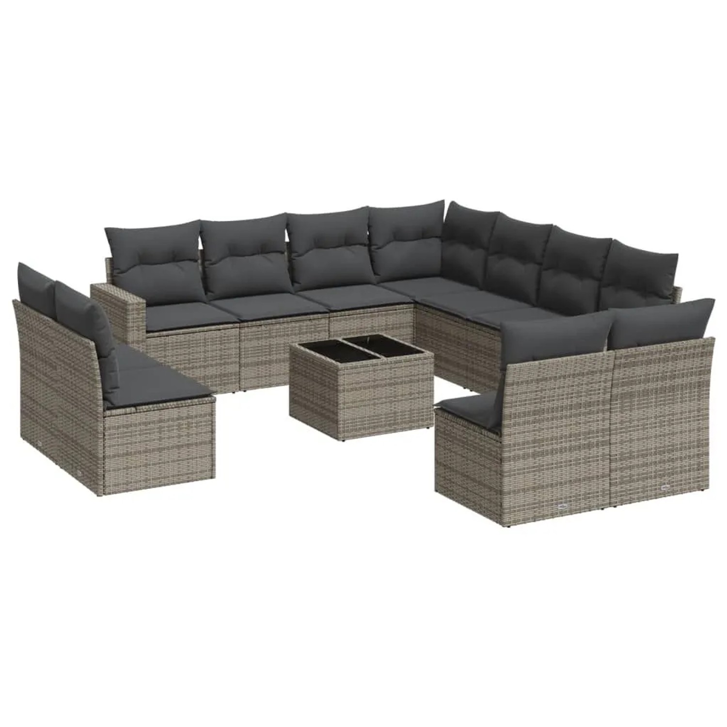 vidaXL 12-Tlg Garten-Sofagarnitur mit Kissen Grau Poly Rattan 3251477 günstig online kaufen