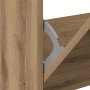 Detailansicht des vidaXL Schuhschranks: Eiche handwerklich Holzoptik und grauer Kippmechanismus für Schuhe.