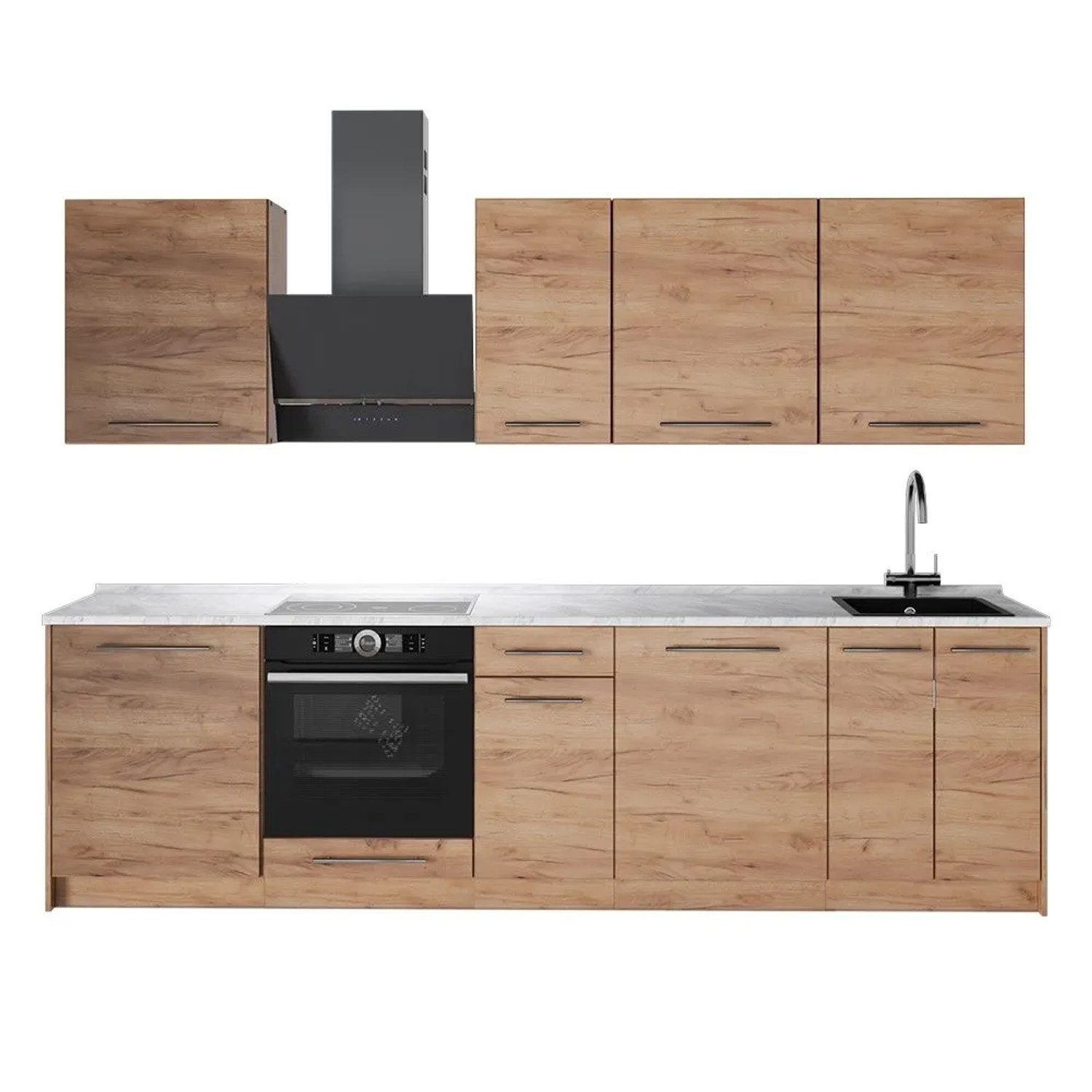 Vicco Küchenzeile Fame-Line Goldkraft Eiche/Goldkraft Eiche 280 x 82 AP Marmor Art Nr 64198