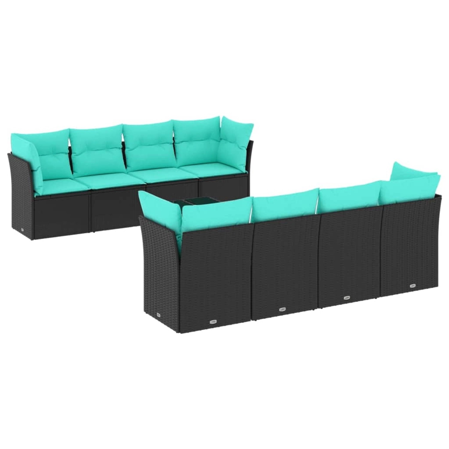 vidaXL 9-Tlg Garten-Sofagarnitur mit Kissen Schwarz Poly Rattan 3217307 günstig online kaufen