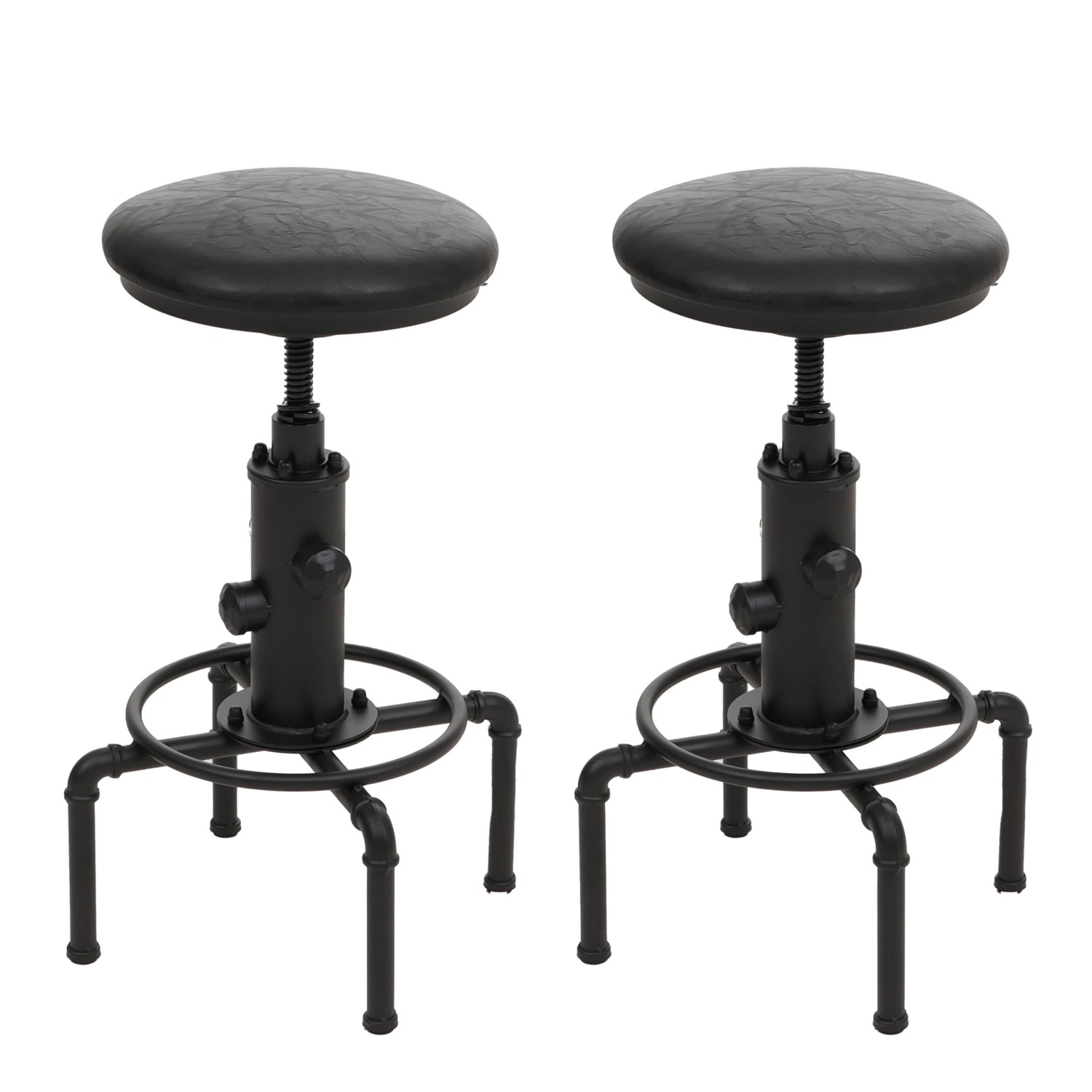 PROREGAL 2er-Set Barhocker Gepolstert Sitzhöhe 62-85cm Schwarz Barstuhl Tre günstig online kaufen
