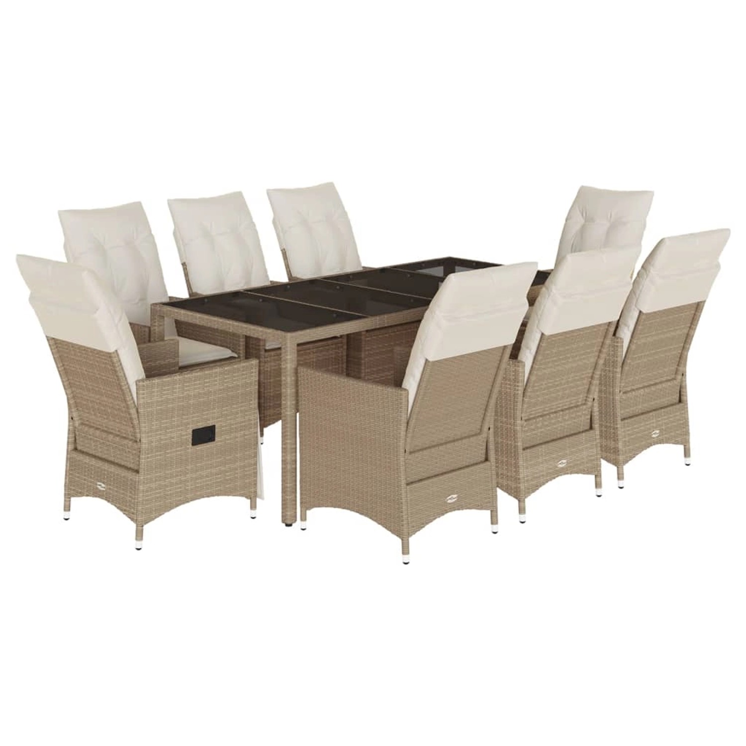 vidaXL 9-Tlg Garten-Essgruppe mit Kissen Beige Poly Rattan 3276807 günstig online kaufen
