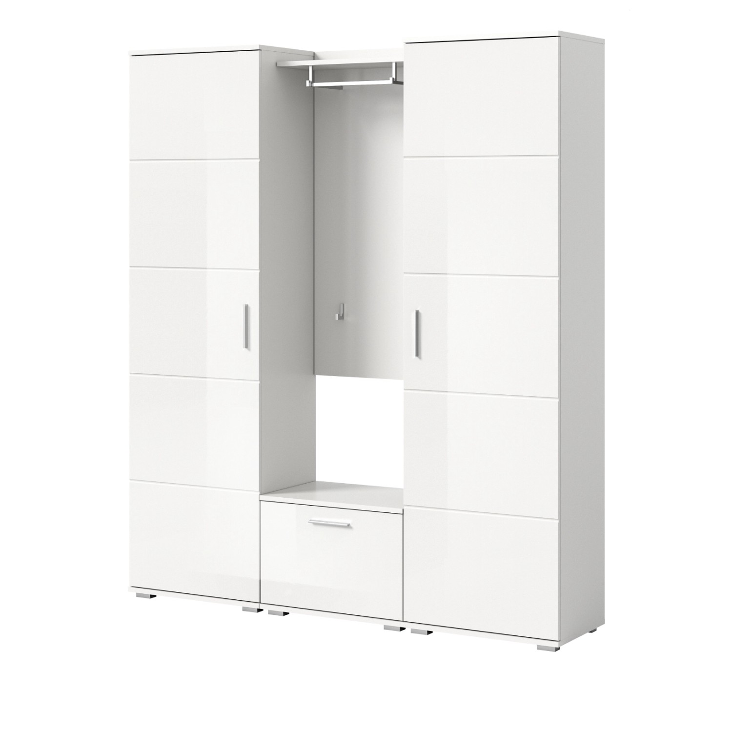 Inn.Furn Garderobe Set Weiß Hochglanz 4-teilig 165 cm Viel Stauraum Grazie günstig online kaufen