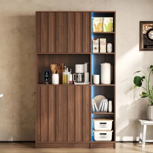 Merax Küchenschrank 180x105x40 cm LED Steckdosen Bücherregal Vitrine