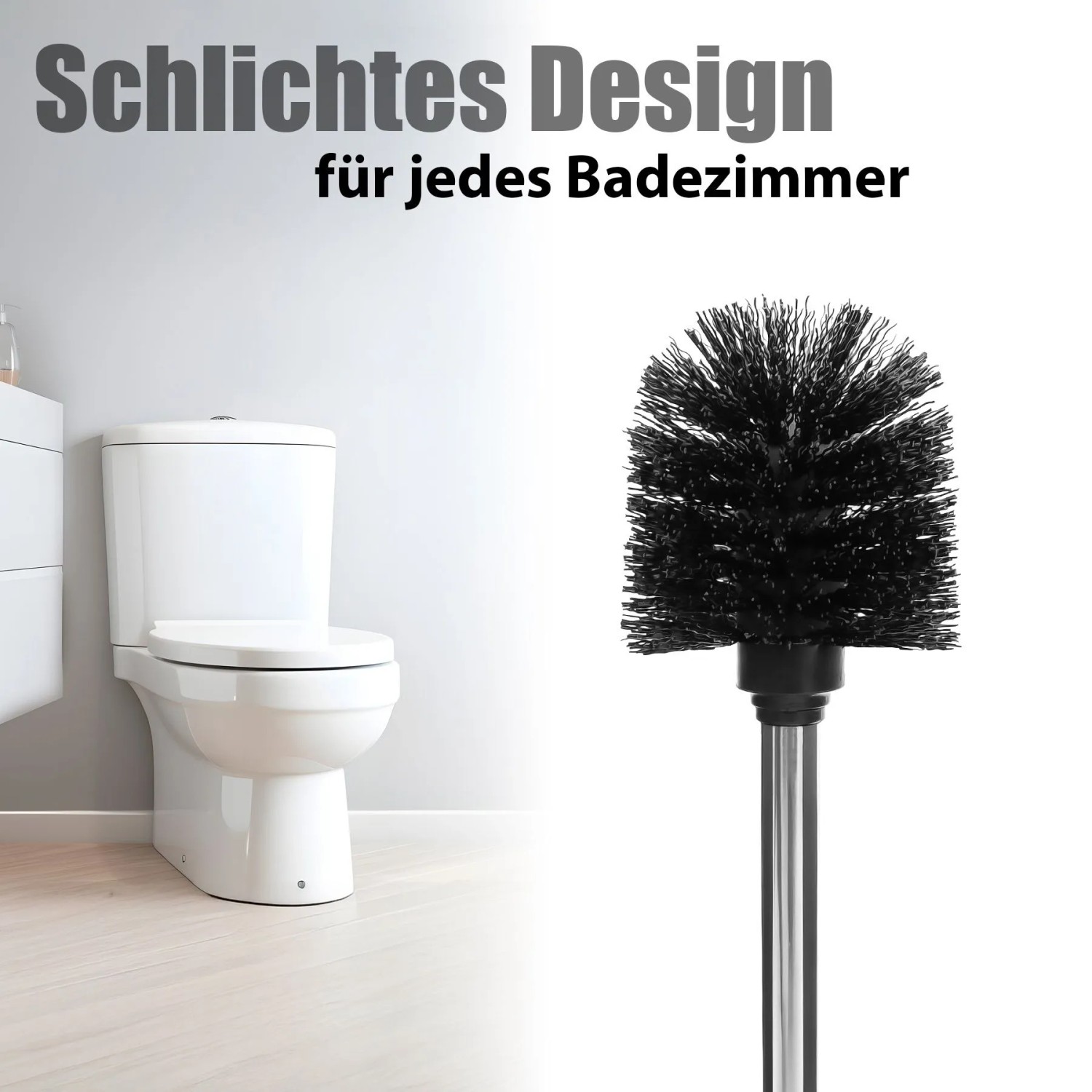 4er Set BigDean Klobürsten, schwarz mit Edelstahlgriff. WC-Bürsten für die Badreinigung.