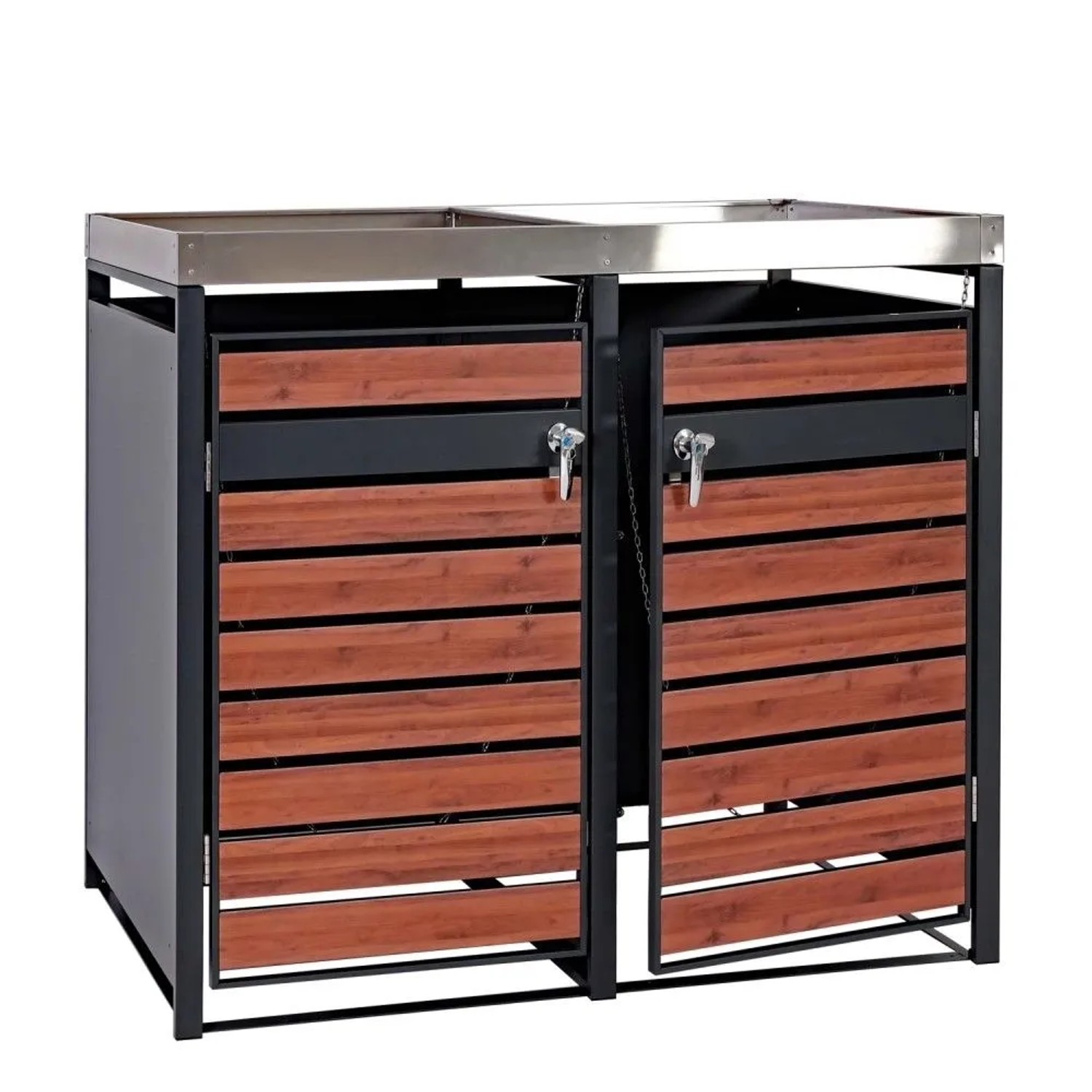 MCW Mülltonnenverkleidung J81 2er Kirsche-Holzoptik 125x132x80cm
