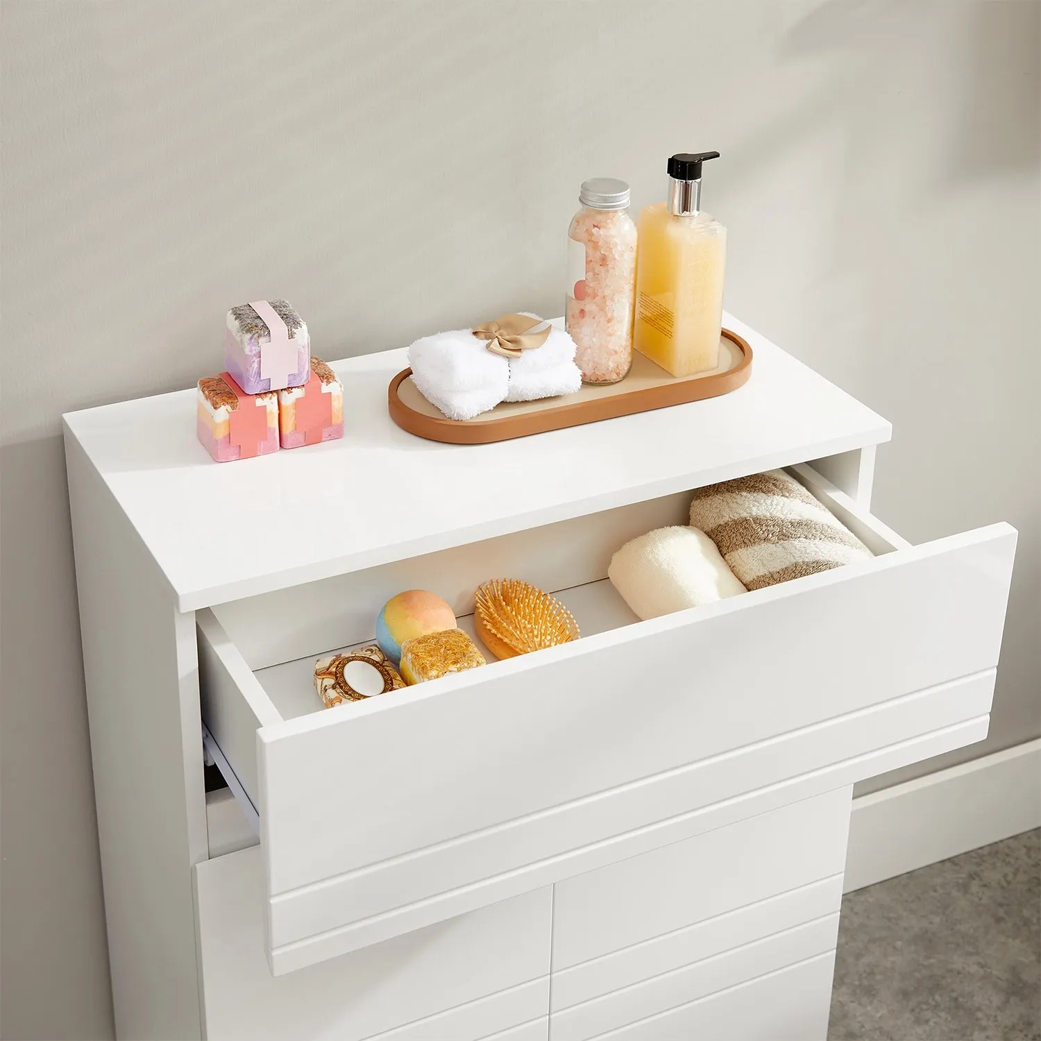 Vasagle Badschrank Weiß 30 cm breit 80 cm hoch mit Schublade und Regal kaufen bei OBI