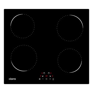 CIARRA Induktionskochfeld mit 4 Zonen, 60 cm, Touch-Bedienung und Timer. Einbaukochfeld in Schwarz.