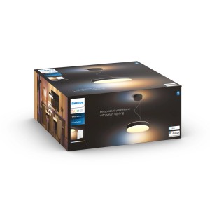 Verpackung der Philips Hue Enrave Pendelleuchte White Ambiance in Schwarz, 3.300 lm, mit Dimmer.
