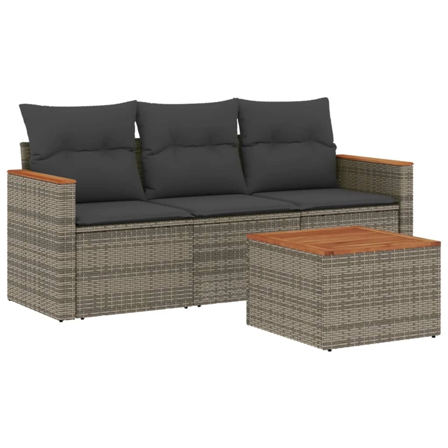 vidaXL 4-Tlg Garten-Sofagarnitur mit Kissen Grau Poly Rattan 3225766 günstig online kaufen