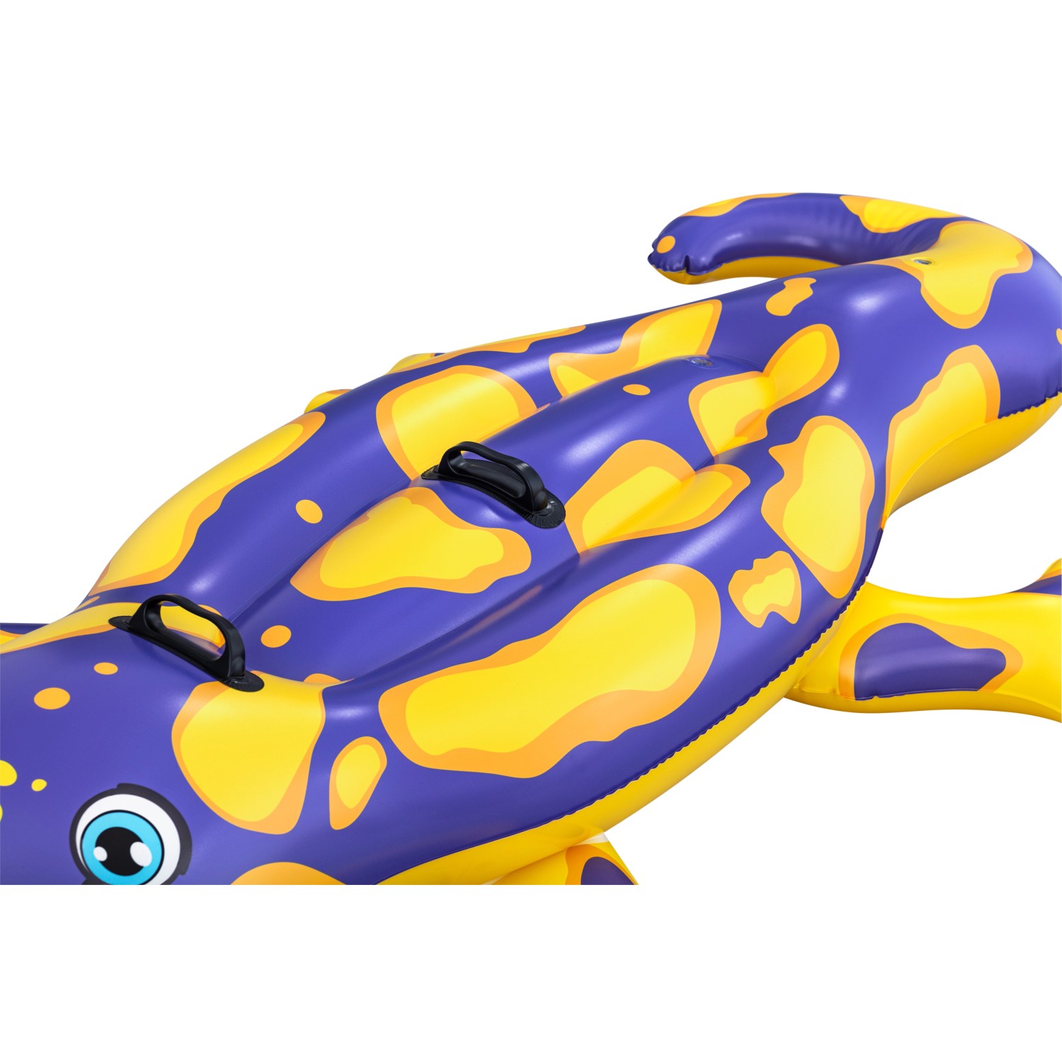 Bestway Schwimmtier Splashing Salamander, lila-gelb, mit Haltegriffen für Kinder ab 3 Jahren.
