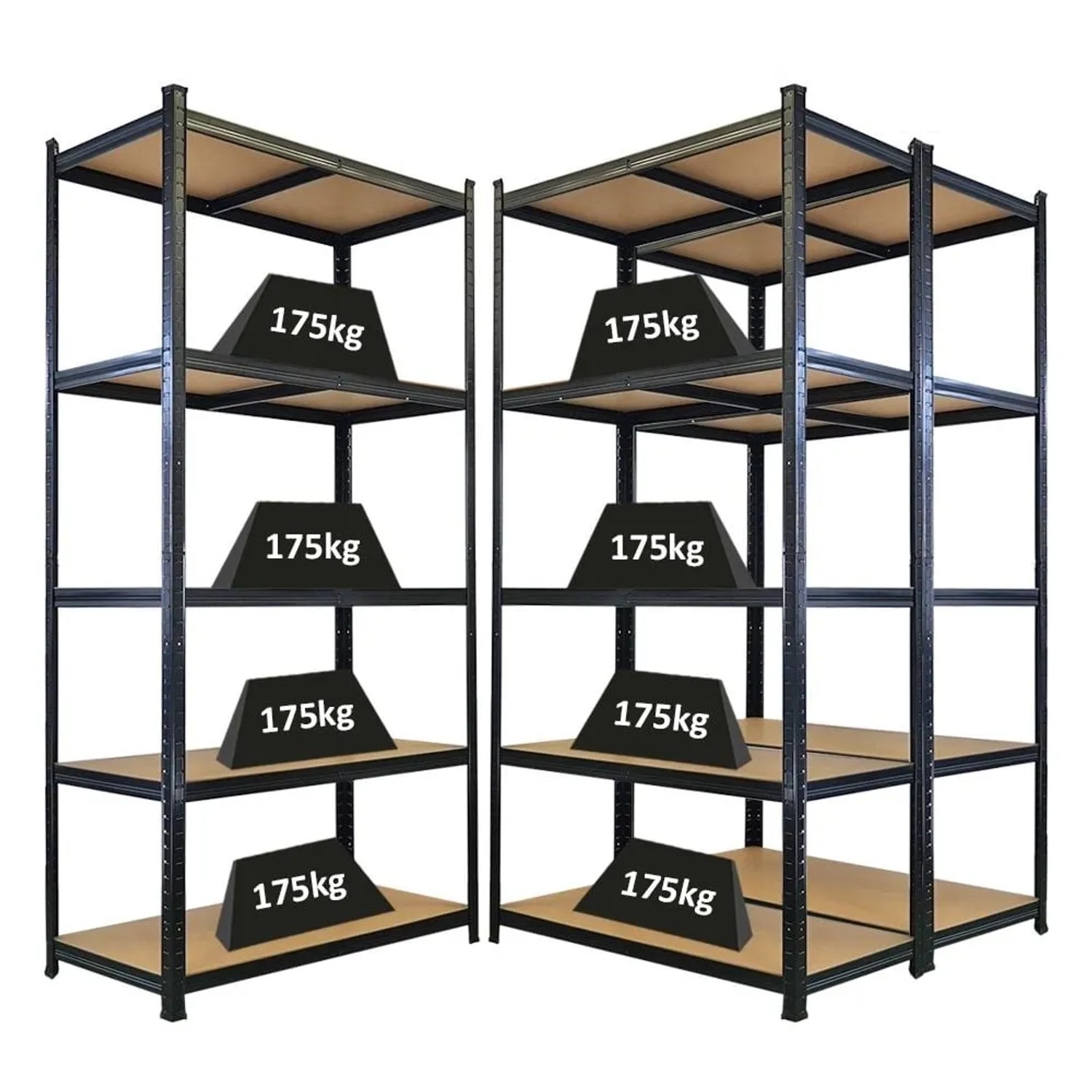 PROREGAL Mega Deal 3x Schwerlastregal Giant Ragnar HxBxT 200x100x50cm 5 Mdf-Platten-Ebenen Fachlast 175kg Schwarz