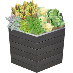 Garantia Hochbeet Ergo L 75 Stone, bepflanztes Kunststoff-Hochbeet in Steinoptik.