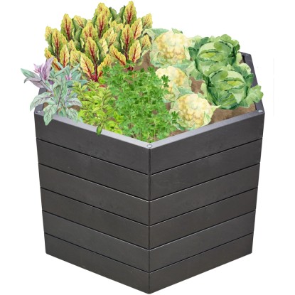 Garantia Hochbeet Ergo L 75 Stone, bepflanztes Kunststoff-Hochbeet in Steinoptik.