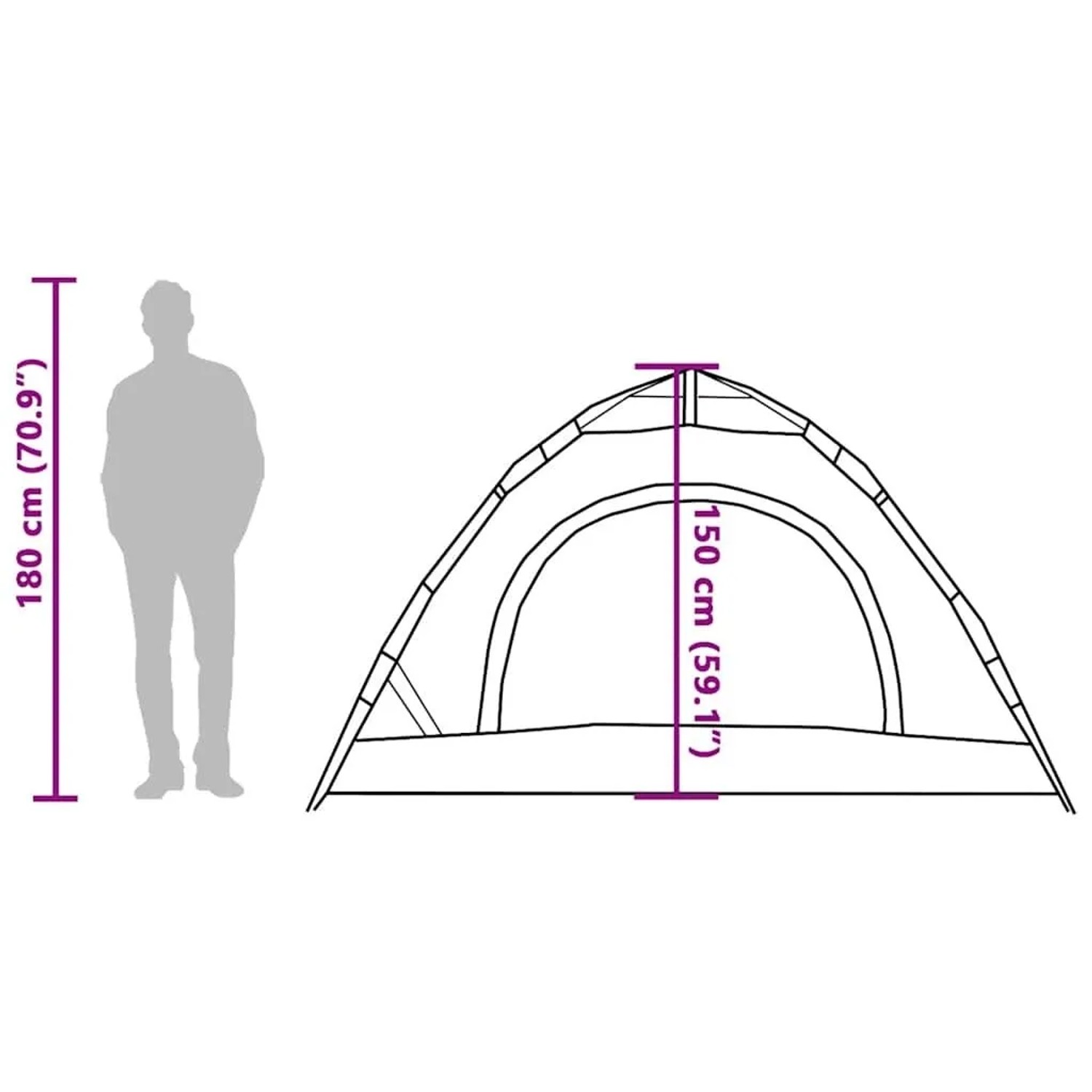 vidaXL Campingzelt 3 Personen Weiß Verdunkelungsstoff Quick Release 4004168_16