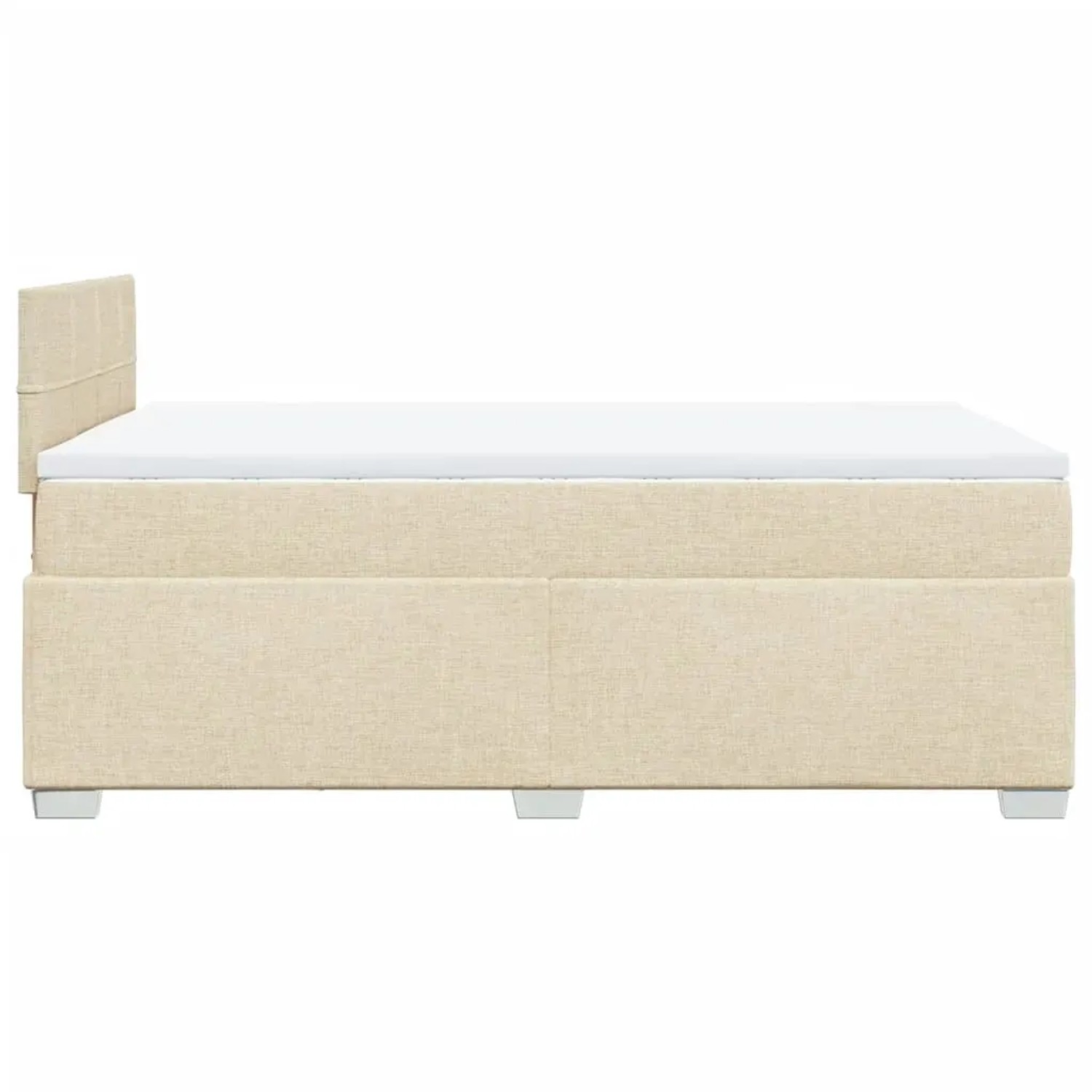 Cremefarbenes vidaXL Boxspringbett 120x190 cm mit Matratze und Kopfteil.