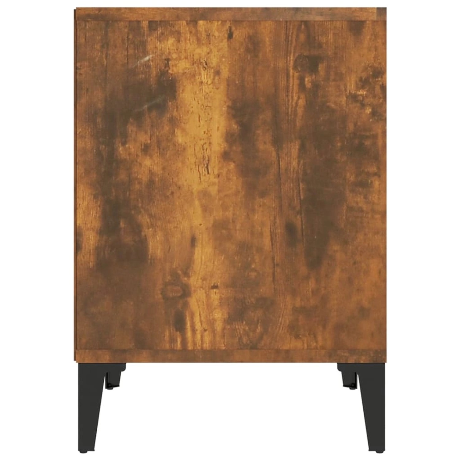 vidaXL Nachttisch (2 Stk.) in Räuchereiche, 40x35x50 cm mit schwarzen Füßen.