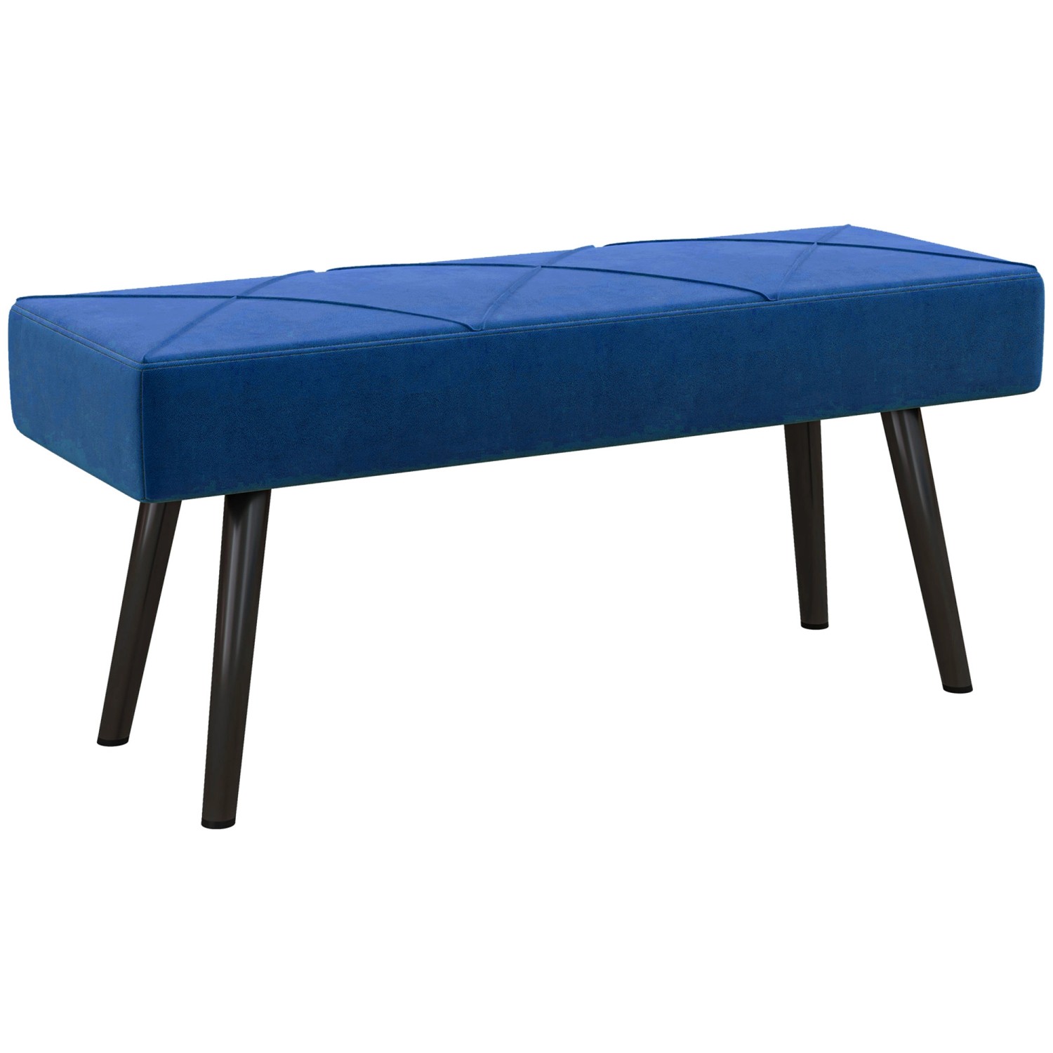 HOMCOM Sitzbank Polsterbank in Samtoptik Bettbank 100 x 36 x 45 cm Blau