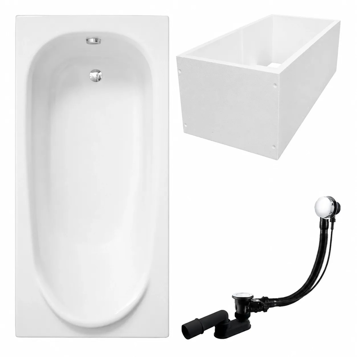 KOLMAN Badewanne Rechteck 190 x 80 Cm Mit Wannenträger Inkl. Ablauf Und Füße