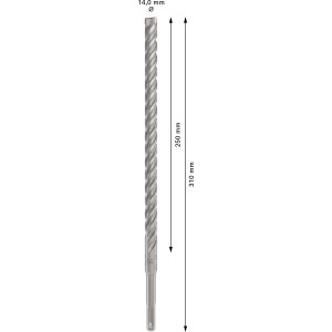 Bosch Hammerbohrer SDS Plus-5x, 14 mm Durchmesser, 250/310 mm Länge. Geeignet für Bohrersets.