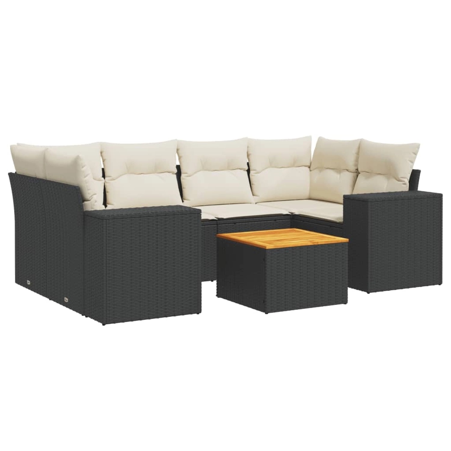 vidaXL 7-tlg Garten-Sofagarnitur mit Kissen Schwarz Poly Rattan Modell 198 günstig online kaufen